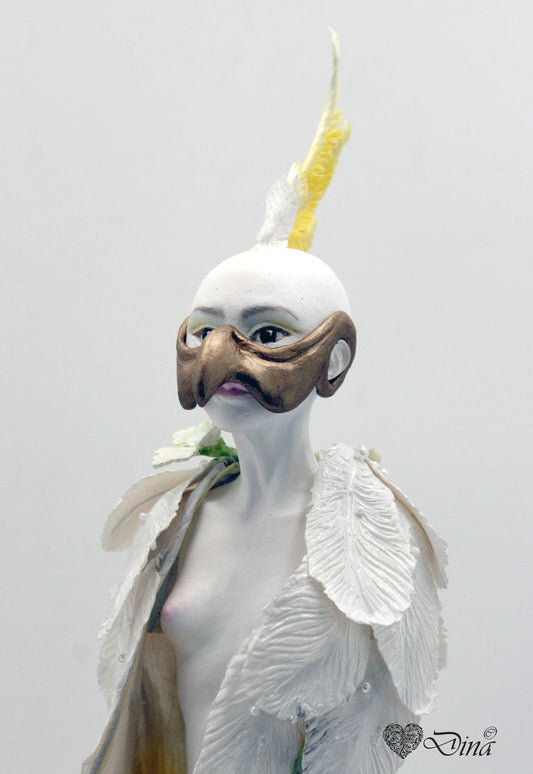 Fantasy art doll - Collectible ooak handmade doll - Woman bird sculpture - Fashion