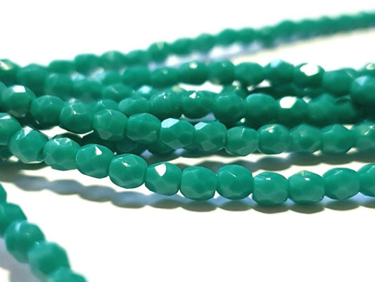 Czech glass beads - 3mm Round x 50, Persian Turquoise, fire polished
