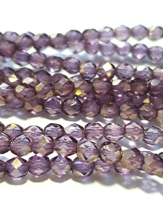 Czech glass beads - 3mm Round x 50, Bronze Illusion, fire polished