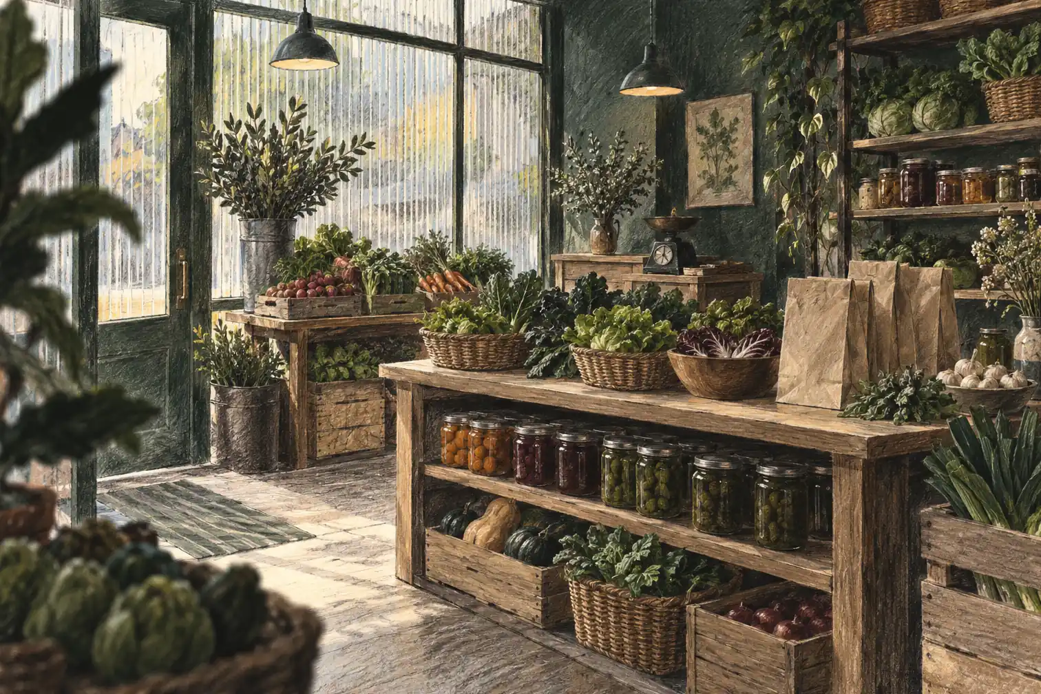 Illustration of specialty markets and their working space