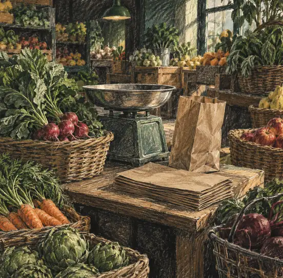 Illustration of specialty markets equipment and workspace